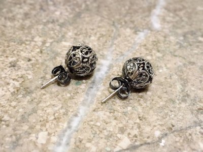 画像3: ブラックシルバーボールピアス　コルドバ